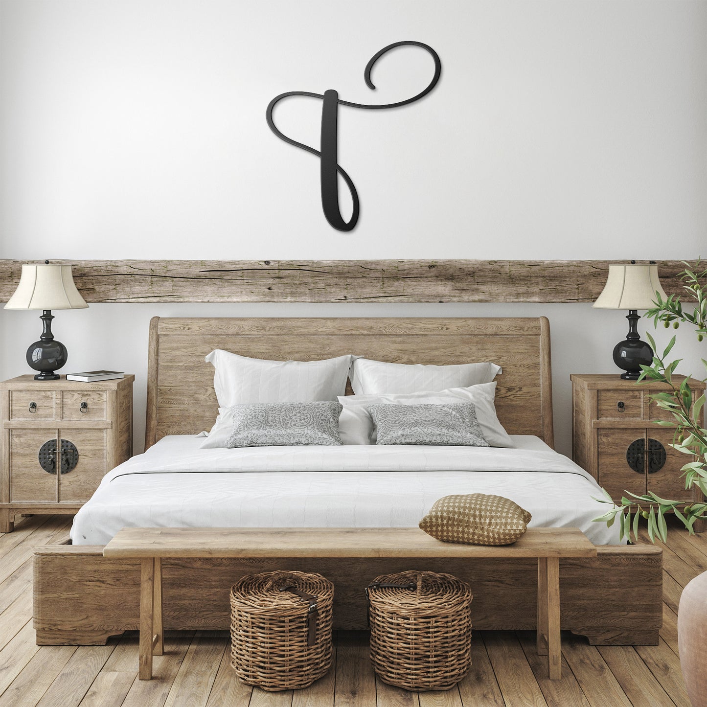 Personalized Script Letter T Monogram - Custom Metal Wall Art for Home Decor