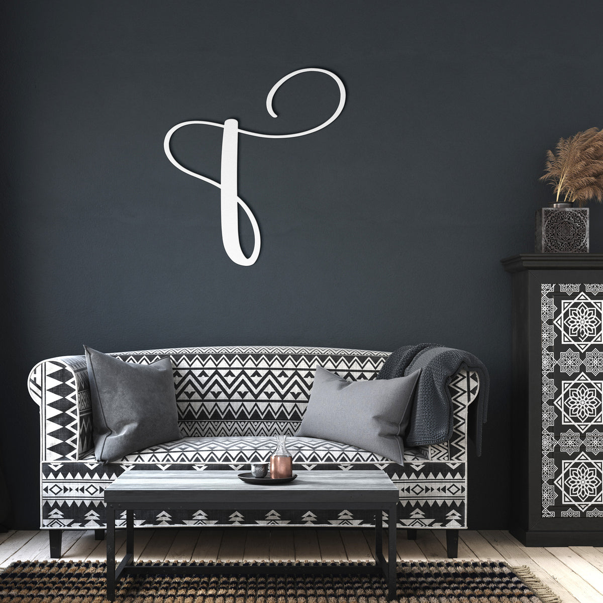 Letter T, Script Metal Wall Art - Country Proud USA