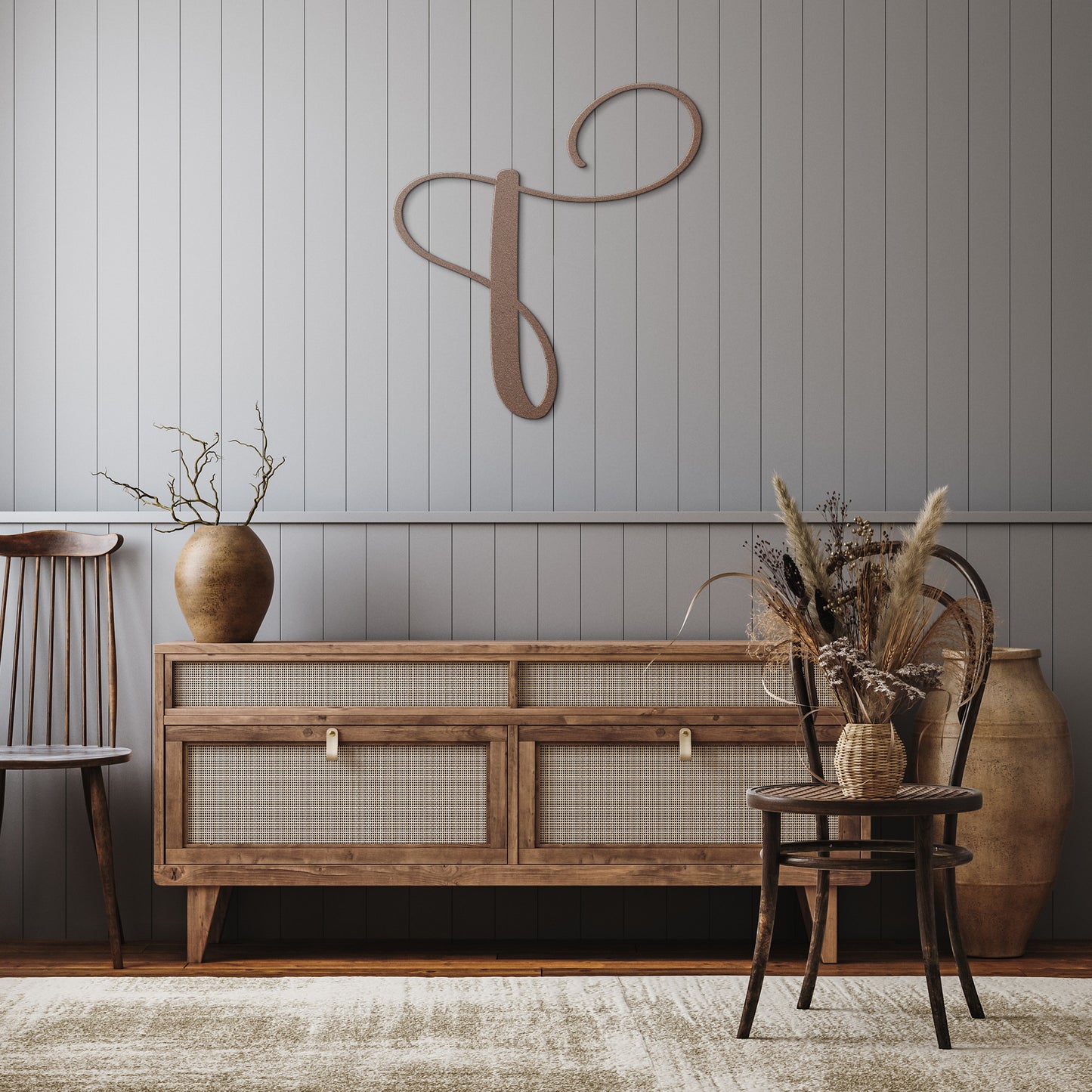 Letter T, Script Metal Wall Art - Country Proud USA