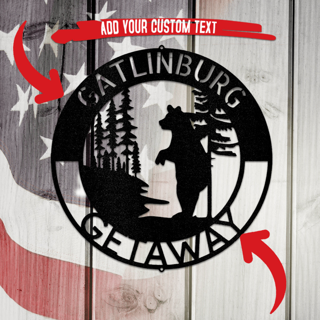 Lone Bear Monogram Metal Wall Art Custom Decor