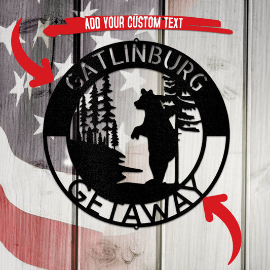 Lone Bear Monogram Metal Wall Art Custom Decor