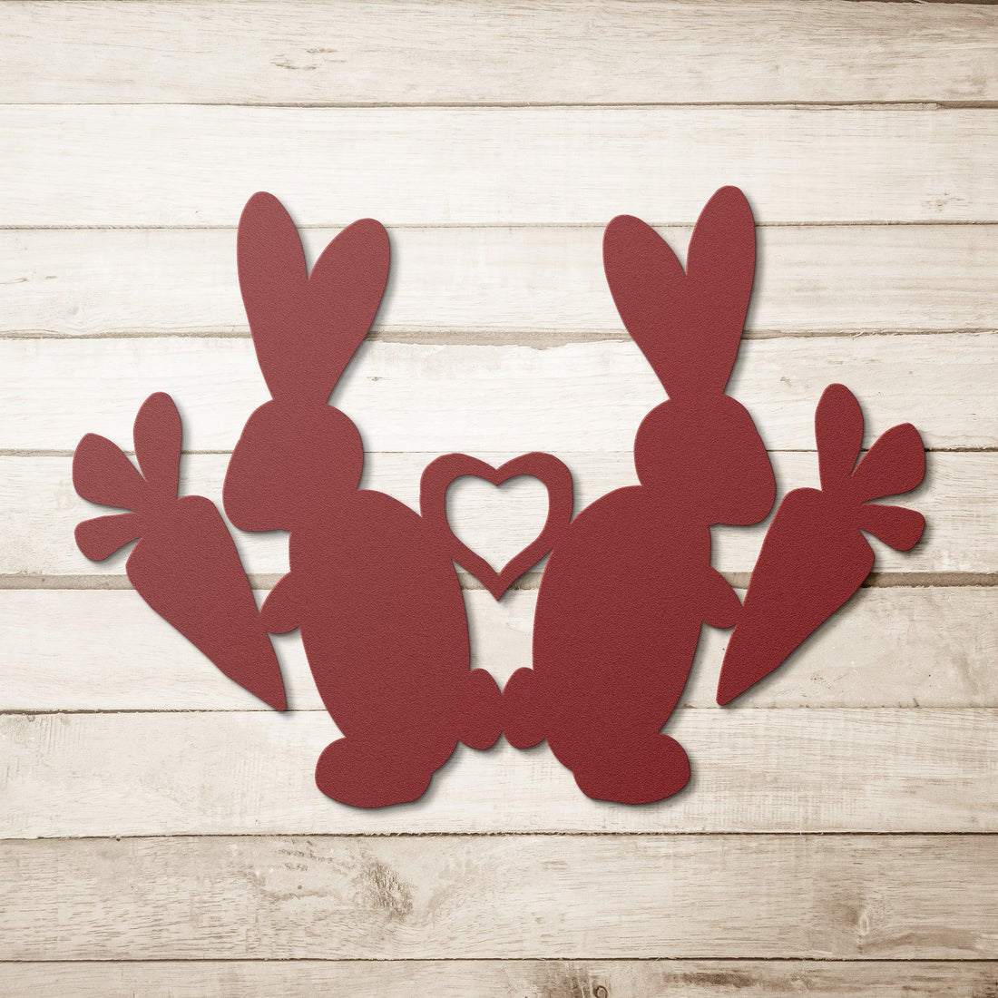 Love Bunny Couple with Carrots Metal Wall Art