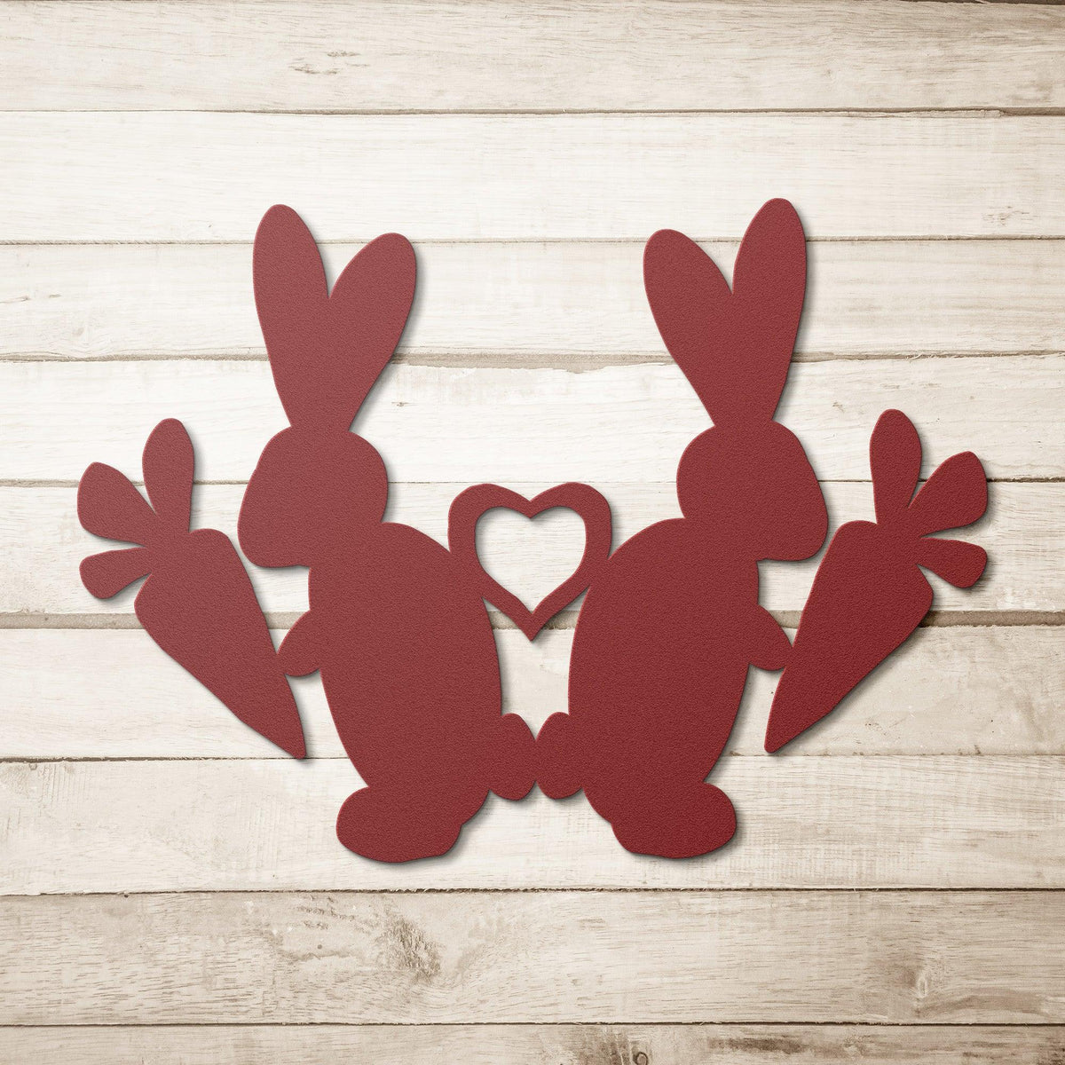 Love Bunny Couple with Carrots Metal Wall Art