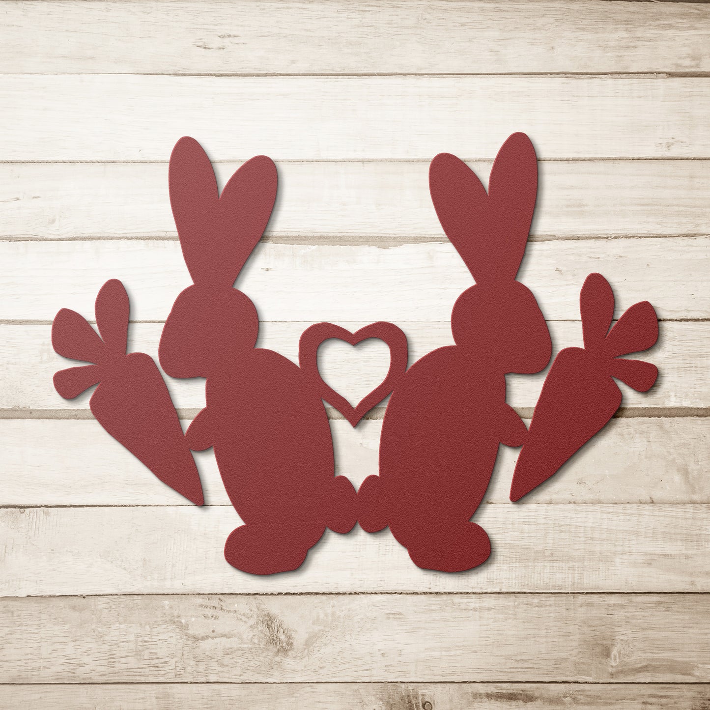 Love Bunny Couple with Carrots Metal Wall Art