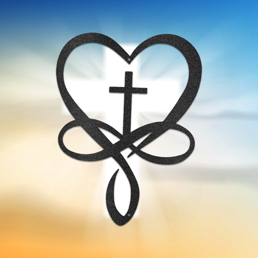 Love Infinity Cross Metal Wall Art Custom Home Decor