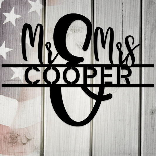 Mr. & Mrs. Monogram Metal Wall Art for Home