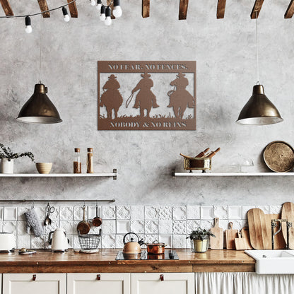 No Fears, No Fences, Just Plain Country Metal Wall Art