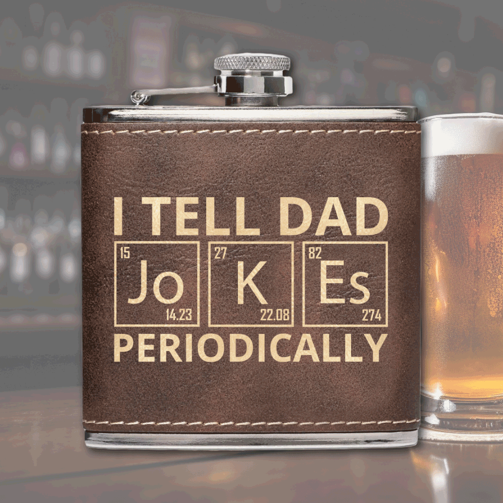 Premium Leather Flask - Dad Jokes Flask Gift