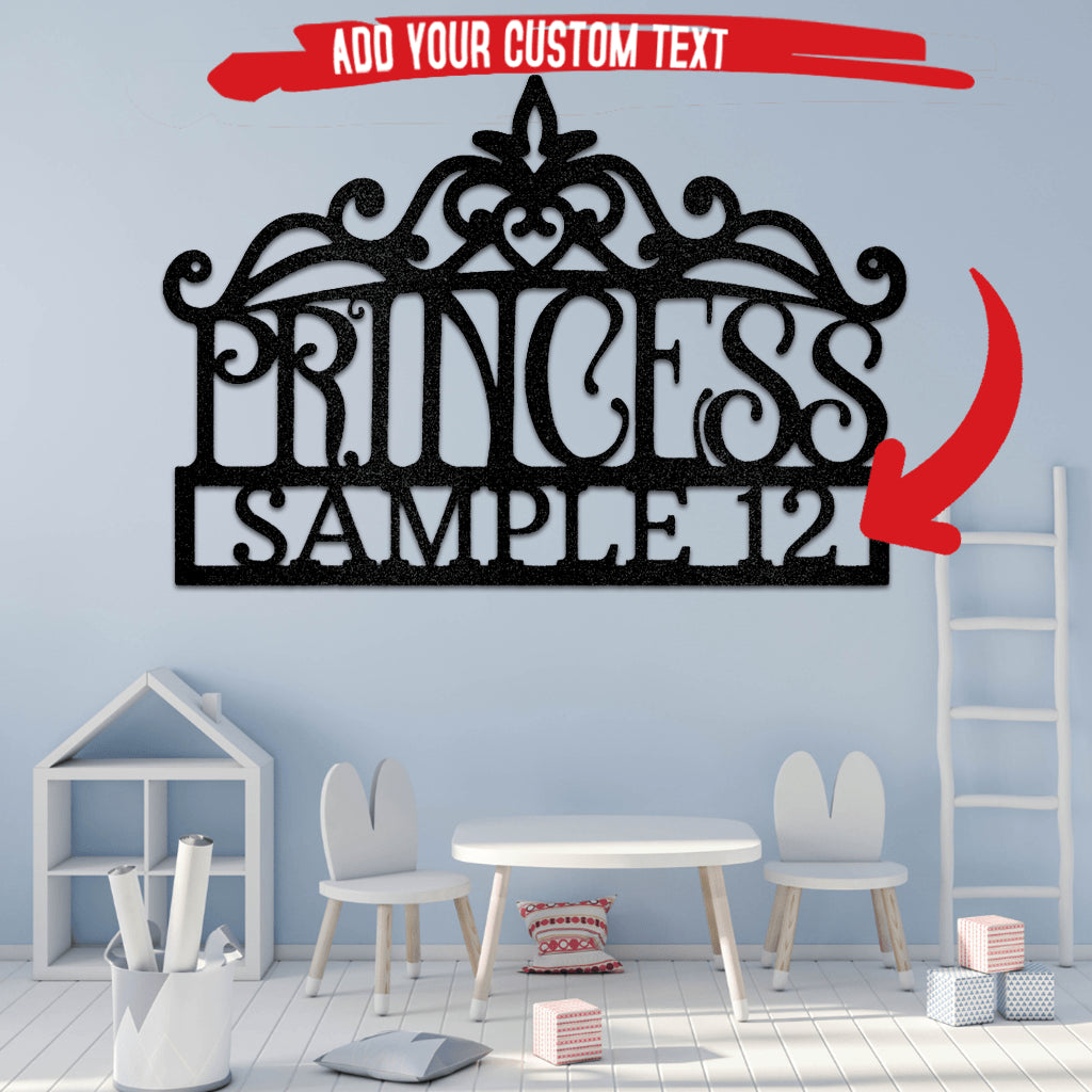 Princess Crown Monogram Metal Wall Art