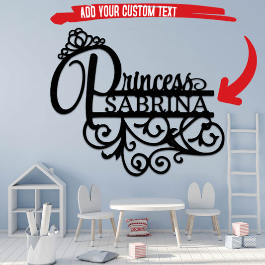 Princess Monogram Metal Wall Art Custom Decor