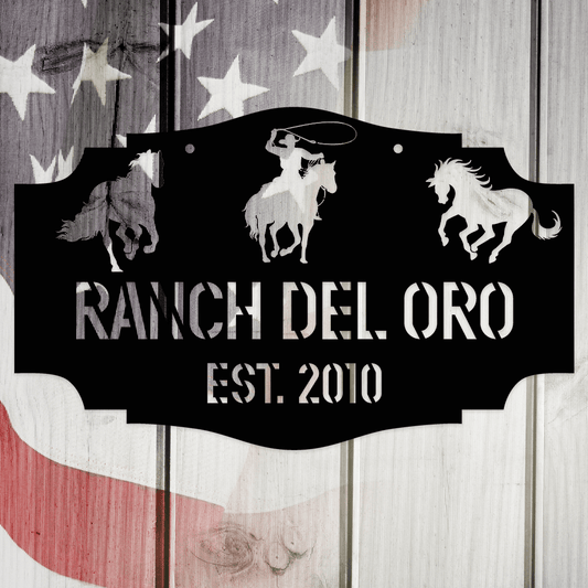 Ranch del Oro Lodge, Cabin, Ranch or Vacation Home Personalized Metal Artwork