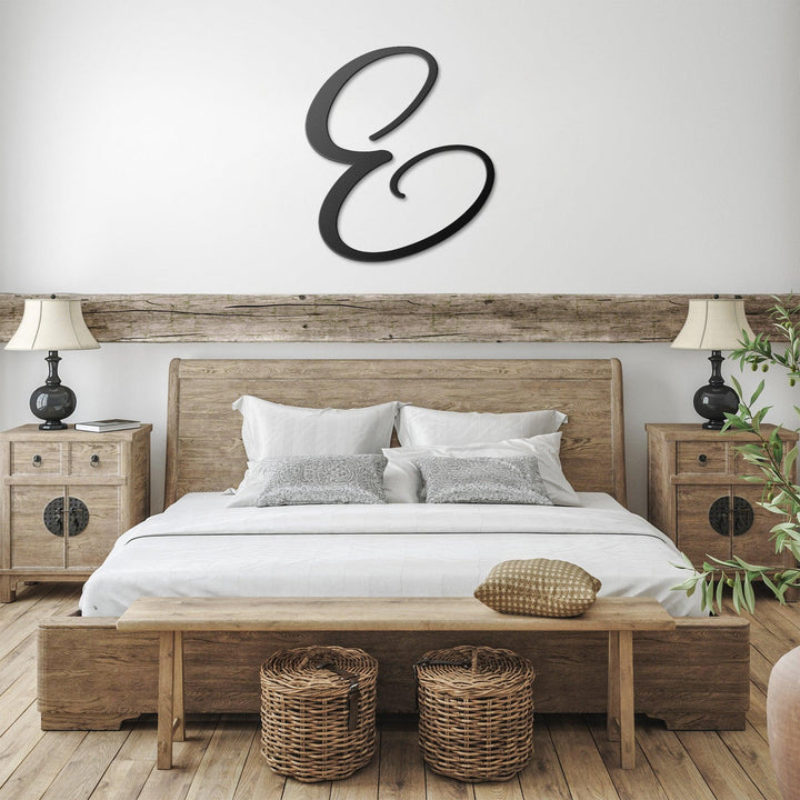 Letter E, Script Metal Wall Art Home Decor