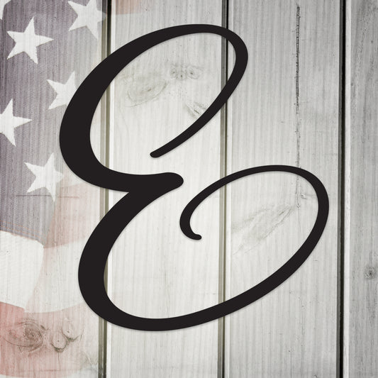 Letter E, Script Metal Wall Art Home Decor