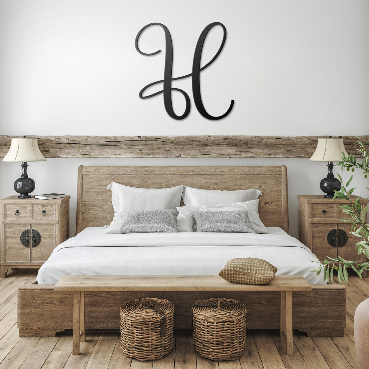 Letter H, Script Metal Wall Art Home Decor