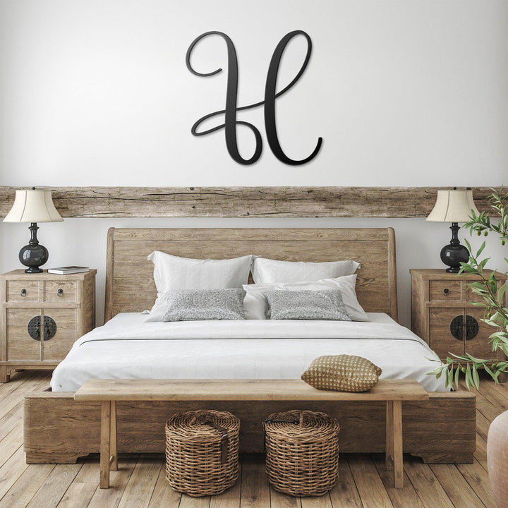 Letter H, Script Metal Wall Art Home Decor
