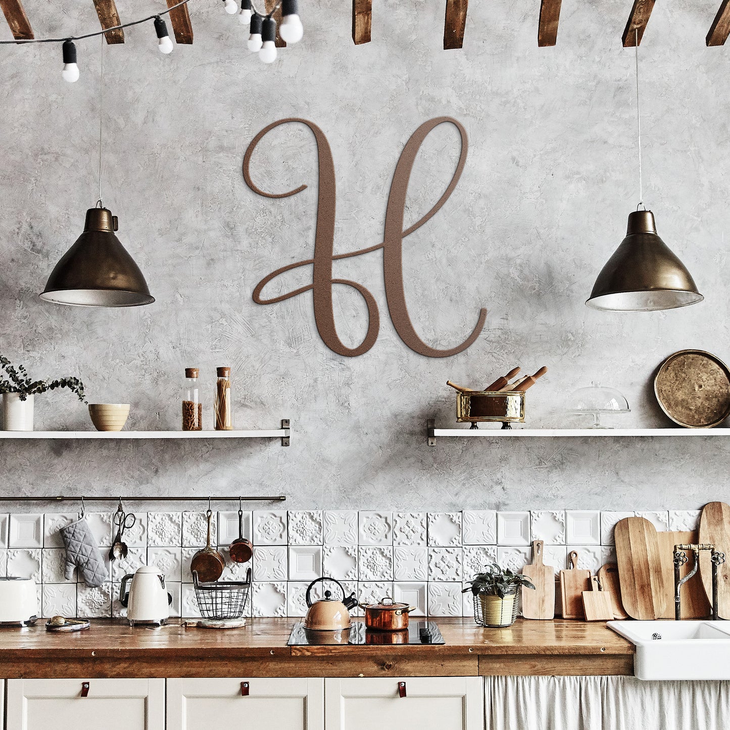 Script Letter H, Your Initial - Country Proud USA