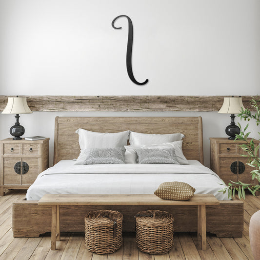 Letter I, Script Metal Wall Art Home Decor