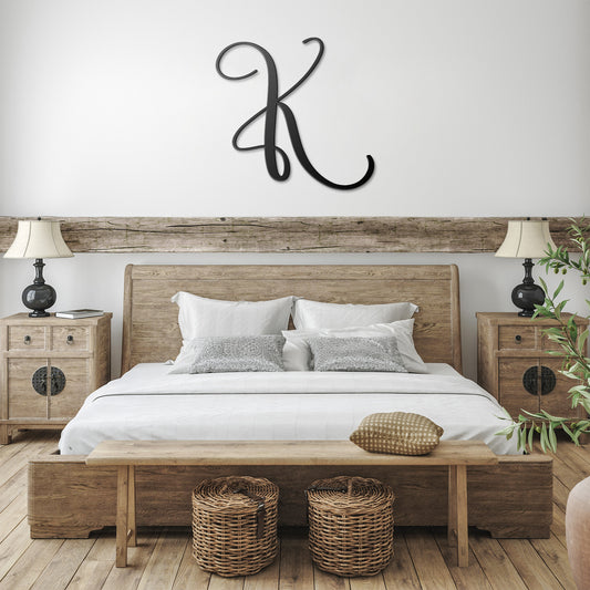 Script Letter K, Your Initial Metal Wall Art Decor