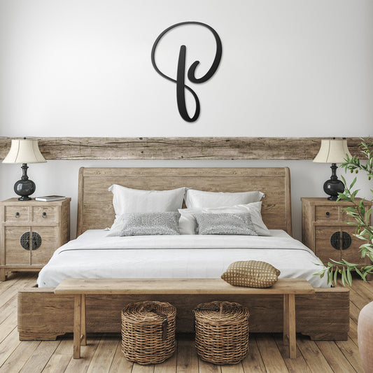 Script Letter P, Your Initial Metal Wall Art Decor