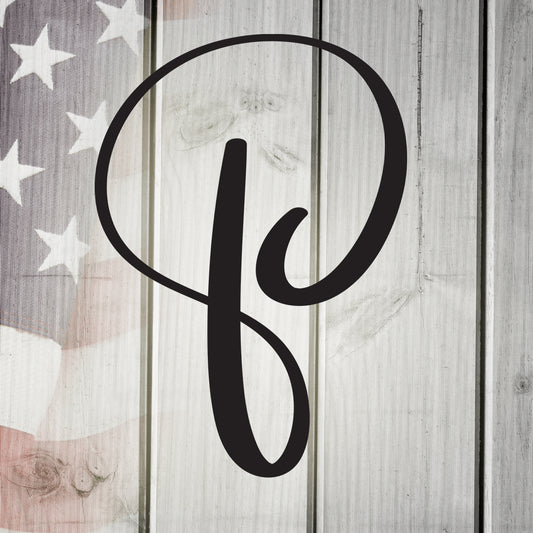 Script Letter P, Your Initial Metal Wall Art Decor
