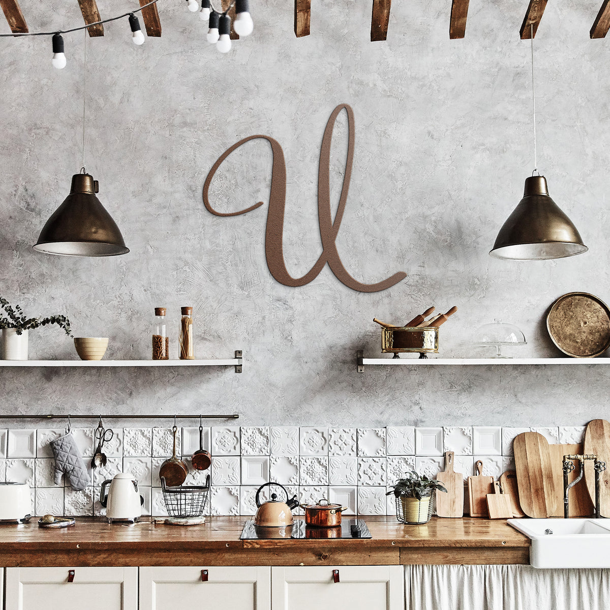 Script Letter U, Your Initial - Country Proud USA