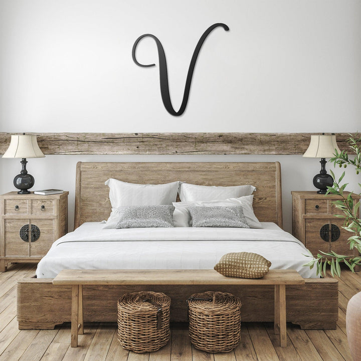 Script Letter V, Your Initial Metal Wall Art Home Decor