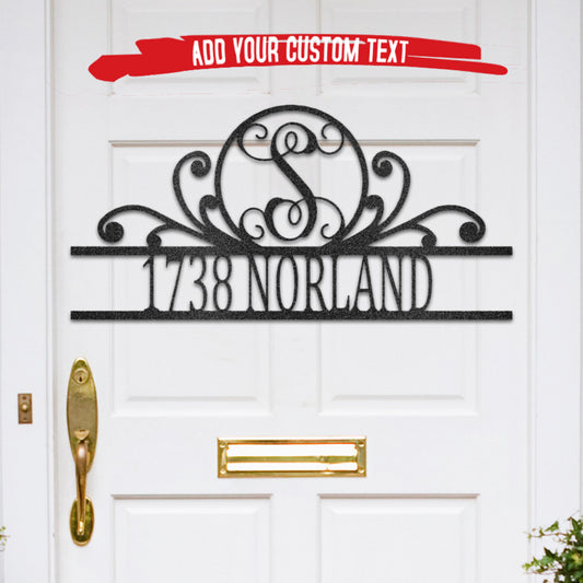 Scroll Family Name Metal Address Sign