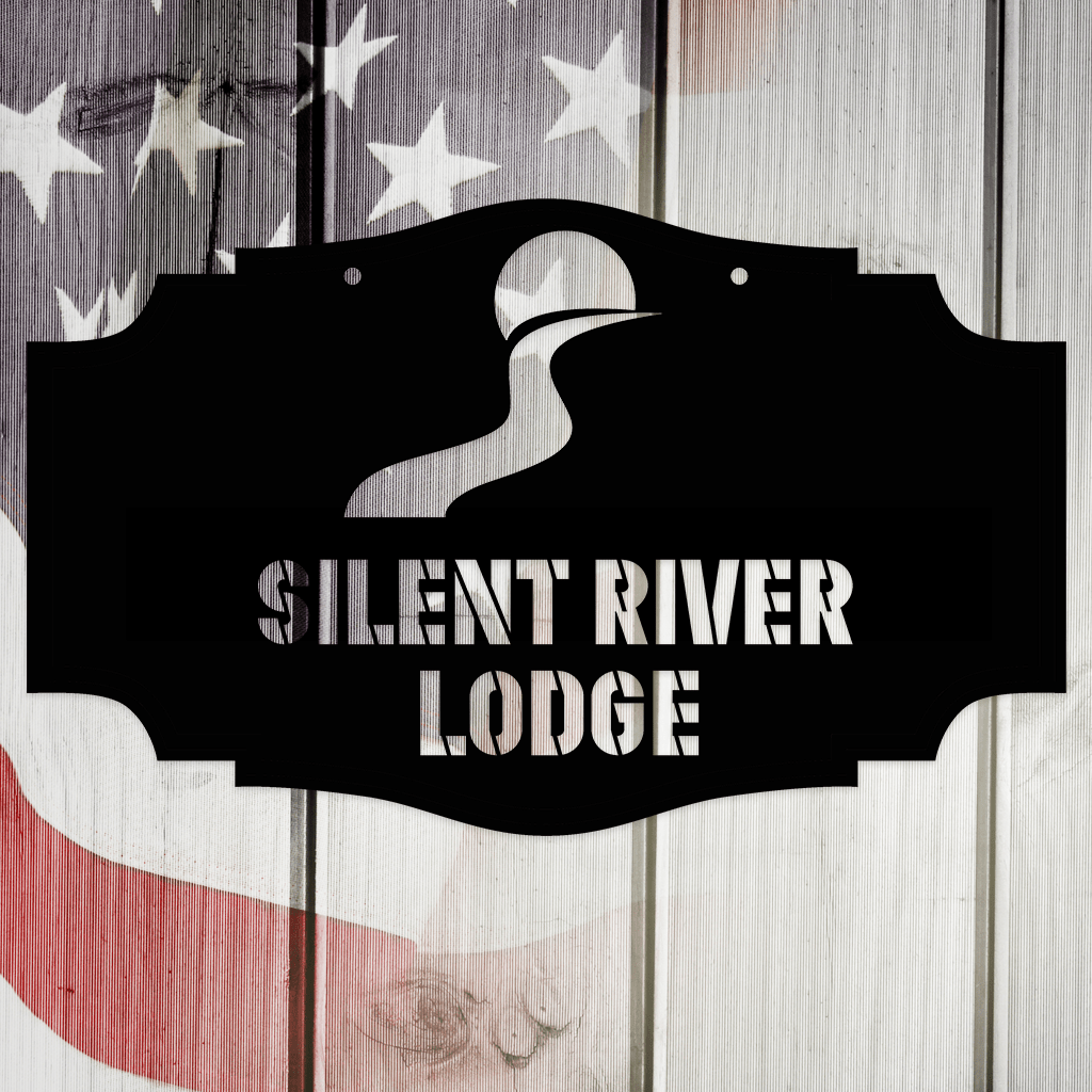 Silent River Lodge, Cabin, Ranch or Vacation Home Personalized Metal Artwork