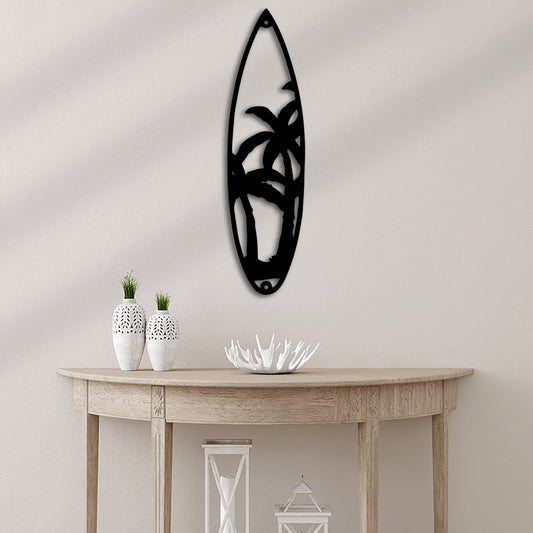 Surf Board Palm Trees Metal Wall Art