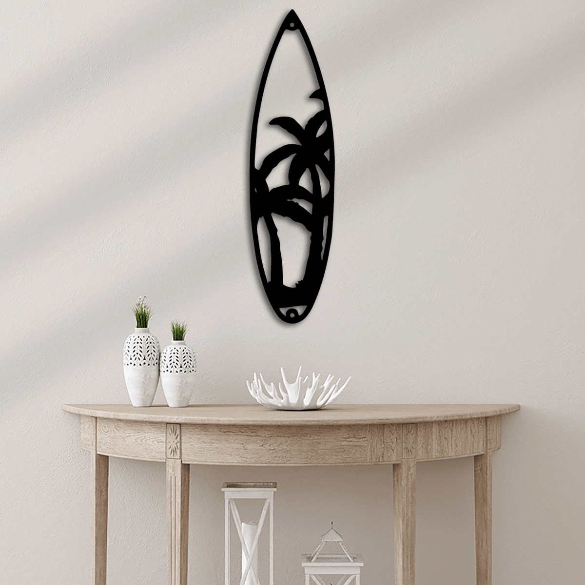 Surf Board Palm Trees Metal Wall Art