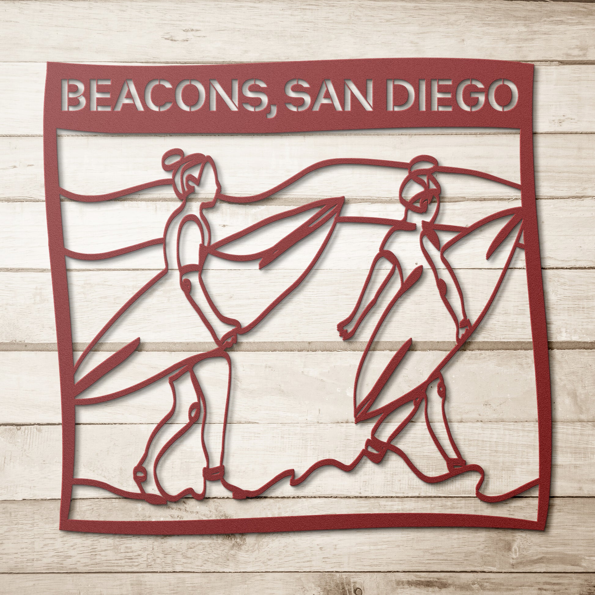 Surfing Duo Surf Metal Wall Art Personalized Header