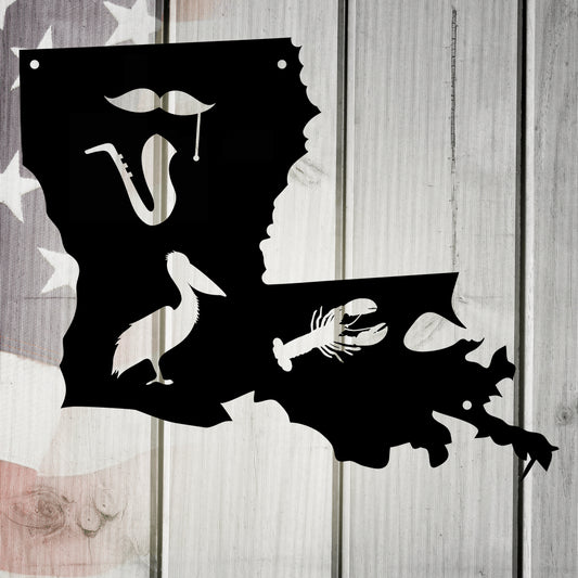 The Pelican State Louisiana Metal Wall Art