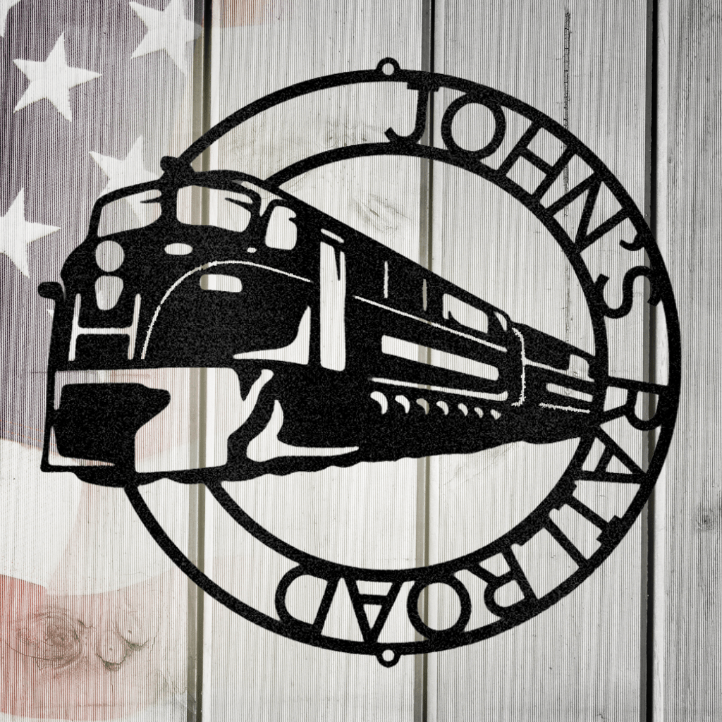 Modern Train Ring Monogram Metal Art