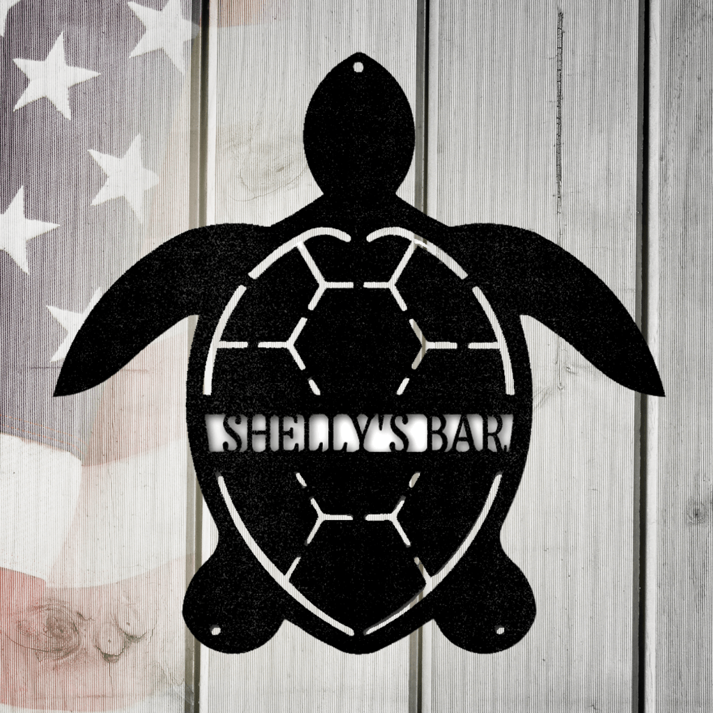 Turtle Monogram Metal Wall Art