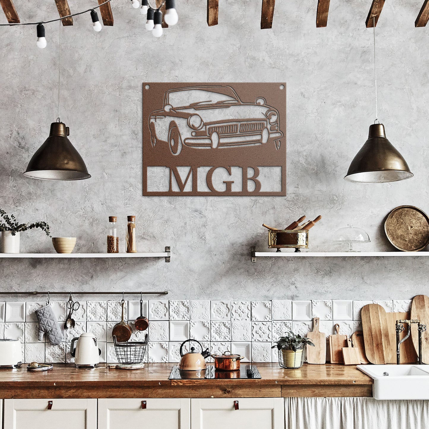 Vintage British Car MGB Metal Wall Art - Country Proud USA