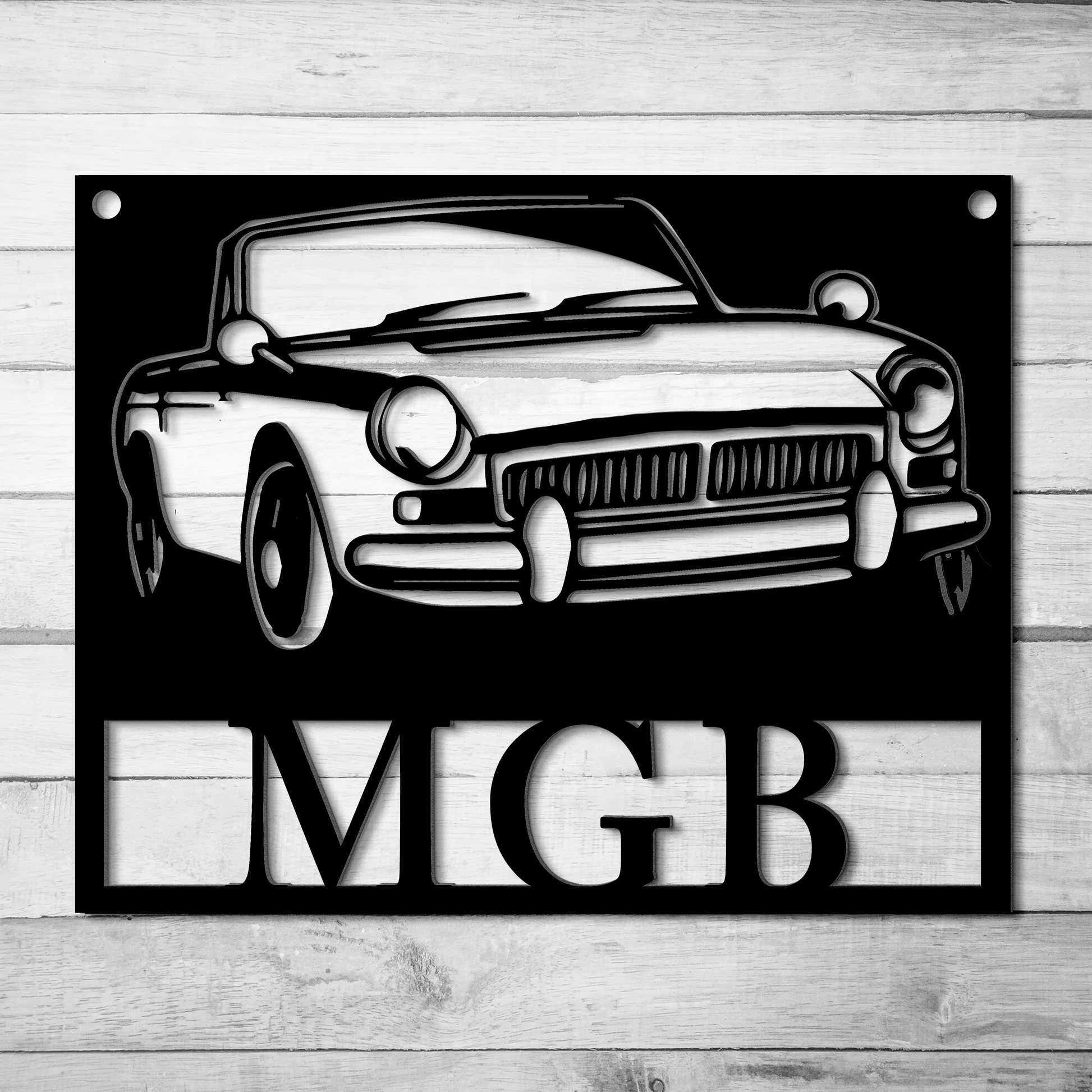 Vintage British Car MGB Metal Wall Art for Home