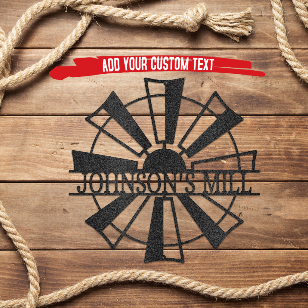 Windmill Metal Wall Art Monogram Custom Decor